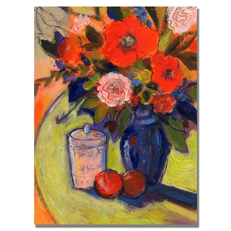 Shelia Golden 'Red Flowers With Jar' Canvas Art,18x24